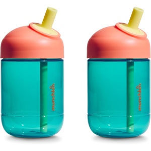 image:imageMunchkin Perfect Angle Straw Cups Toddlers 13  Spill Proof Sippy Cups with Soft Ergonomic Straw BPAFree 10 Ounce 2 Pack Dark BlueTeal